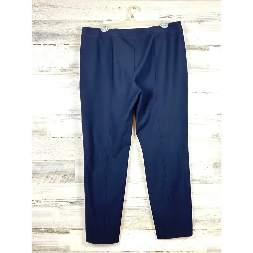 Tory Burch Womens 12 Navy Blue Stacey Ponte Flat-Front Mid-Rise Cropped Pants